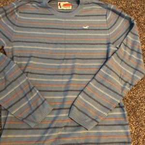 Striped hollister crew neck sweater large